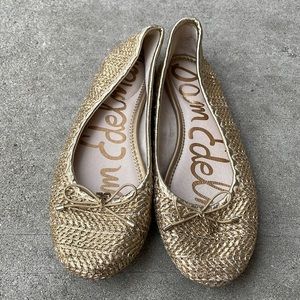 Sam Edelman Women's Falcon 2 Metallic Gold Woven Ballet Flats Size 7.5